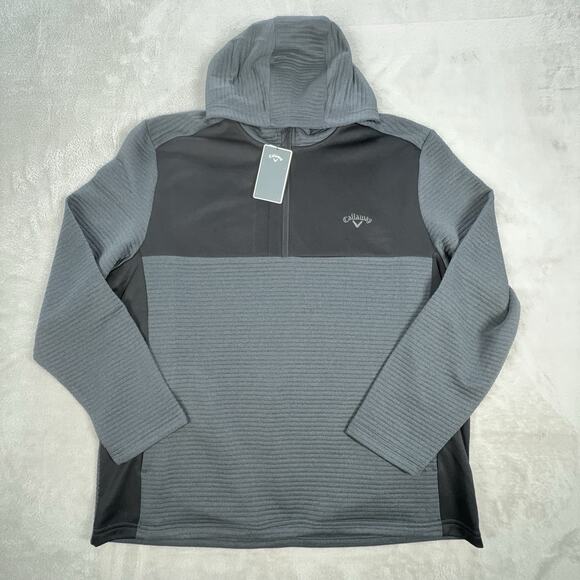 Callaway Opti Dri ¼-Zip Pullover Men’s XL – Black w/ Dark Gray Hood – NWT Golf - Picture 1 of 11